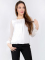 Дамска блуза с дълъг ръкав Азалея шифон в бяло