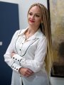 Дамска бяла риза с дълъг ръкав с черен ламе паспел Дамска бяла риза с дълъг ръкав с черен ламе паспел