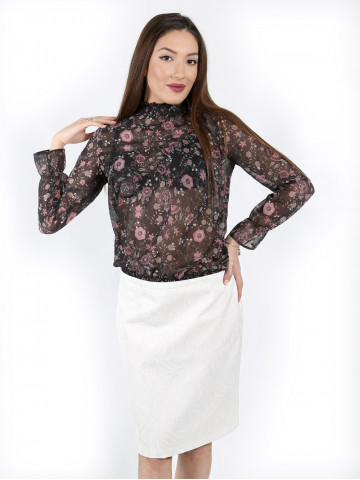 Дамска блуза с дълъг ръкав и ластик в кръста