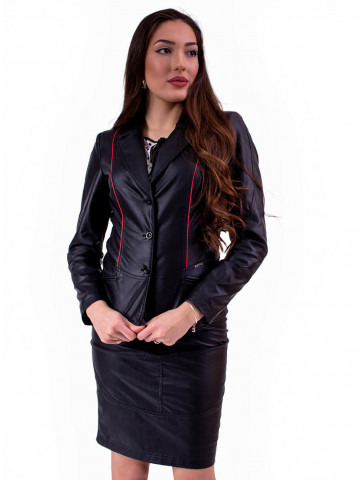 Черно дамско сако от еко кожа