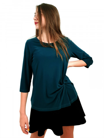 Дамска блуза с ръкав 7/8 и ефектен възел в различни цветове