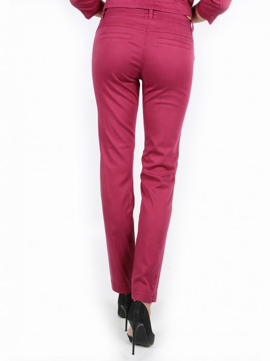 Дамски панталон от тенсел в цвят малина